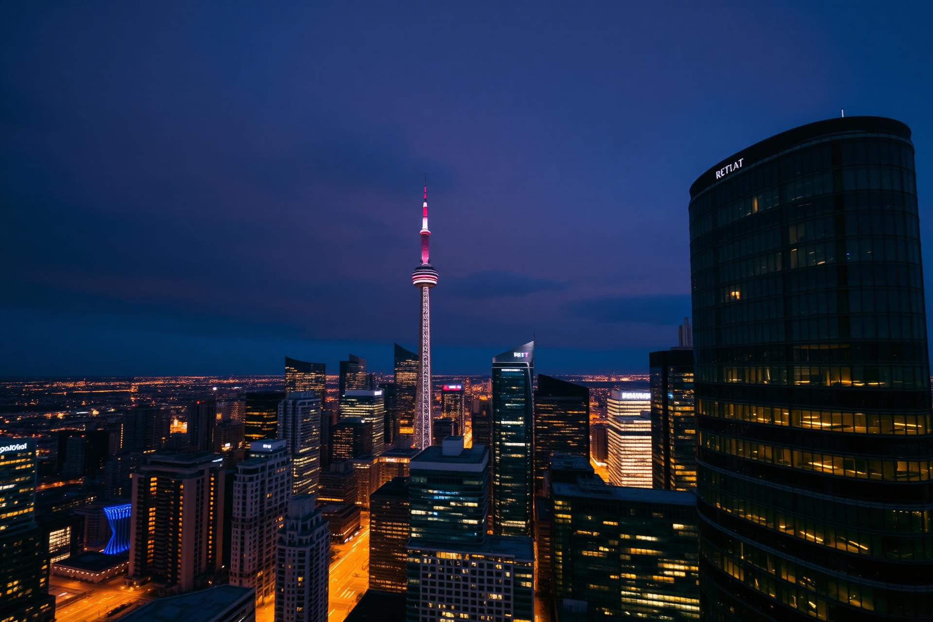Toronto financial district at blue hour