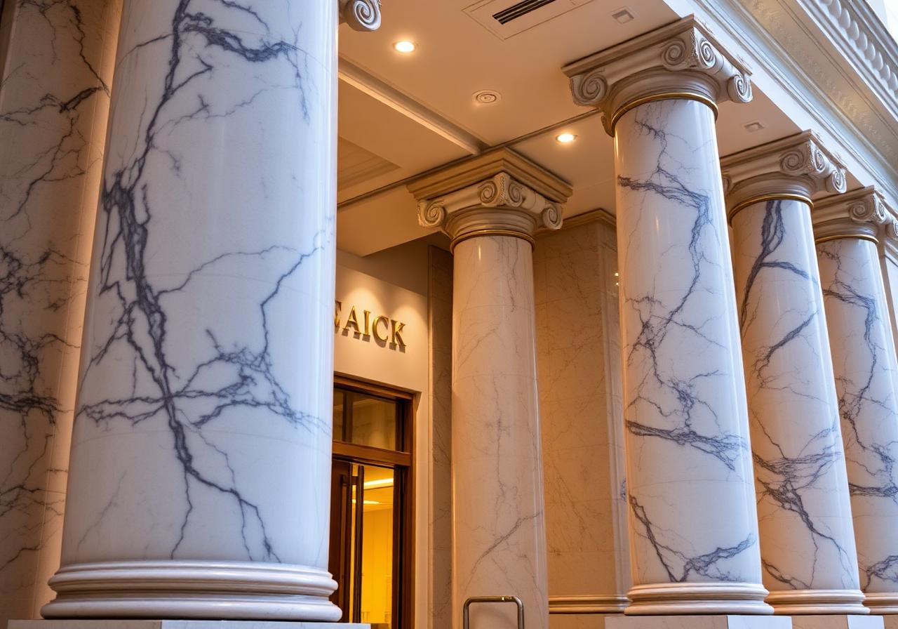Marble columns symbolizing integrity